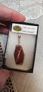 Custom Wire Wrapped Catlinite (Pipestone)Necklace/Pendant Sterling Silver