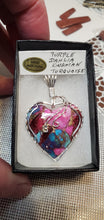 Load image into Gallery viewer, Custom Wire Wrapped Purple Dahlia Kingman Turquoise Heart Necklace/Pendant Sterling Silver
