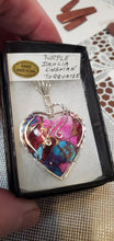 Load image into Gallery viewer, Custom Wire Wrapped Purple Dahlia Kingman Turquoise Heart Necklace/Pendant Sterling Silver