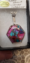 Load image into Gallery viewer, Custom Wire Wrapped Purple Dahlia Kingman Turquoise Necklace/Pendant Sterling Silver