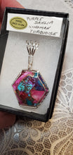 Load image into Gallery viewer, Custom Wire Wrapped Purple Dahlia Kingman Turquoise Necklace/Pendant Sterling Silver