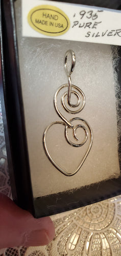 Custom Wire Wrapped Pure Sterling Silver Heart Necklace/Pendant