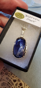 Custom Wire Wrapped Dark Blue Bridewell Stone Necklace/Pendant Sterling Silver