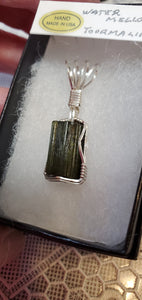 Custom Wire Wrapped Rough Watermelon Tourmaline Necklace/Pendant Sterling Silver