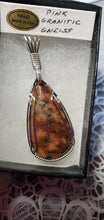 Load image into Gallery viewer, Custom Wire Wrapped Pink Granitic Gneiss Java VA Necklace/pendant Sterling Silver