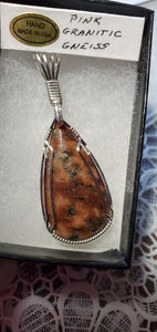 Custom Wire Wrapped Pink Granitic Gneiss Java VA Necklace/pendant Sterling Silver
