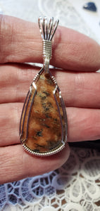 Custom Wire Wrapped Pink Granitic Gneiss Java VA Necklace/pendant Sterling Silver