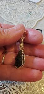 Custom Wire Wrapped Rough/Natural Moldavite 8ct Necklace/Pendant Sterling Silver