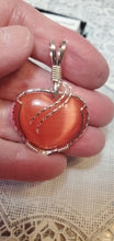 Load image into Gallery viewer, Custom Wire Wrapped Orange Fiberstone (Cat&#39;s Eye) Necklace/Pendant Sterling Silver
