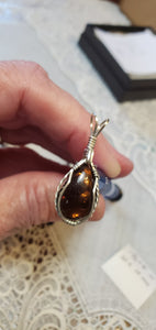 Custom Wire Wrapped Fire Agate Necklace/Pendant Sterling Silver