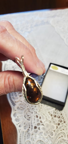 Custom Wire Wrapped Fire Agate Necklace/Pendant Sterling Silver