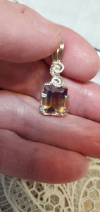 Custom Wire Wrapped Faceted Ametrine Neklace/Pendant Sterling Silver