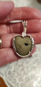 Custom Wire Wrapped Heart Rock from Lake Michigan Necklace/Pendant Sterling Silver