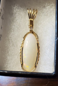 Custom Wire Wrapped Ethiopian Opal 7.5ct Necklace/Pendant 14kgf