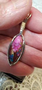 Custom Wire Wrapped Purple Dahlia Kingman Turquoise Necklace/Pendant Sterling Silver