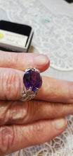 Load image into Gallery viewer, Custom Wire Wrapped Faceted Amethyst Ring Size 6 Sterling Silver