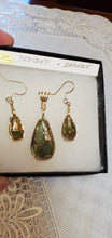Load image into Gallery viewer, Custom Wire Wrapped Peridot with Bronze set:Earrings, Necklace/Pendant 14kgf