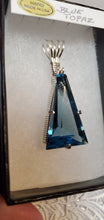 Load image into Gallery viewer, Custom Wire Wrapped Facet Blue Topaz  Necklace/Pendant Sterling Silver