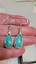 Load image into Gallery viewer, Custom Wire Wrapped Kingman Turquoise Earrings Sterling Silver