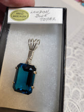 Load image into Gallery viewer, Custom Wire Wrapped London Blue Topaz Faceted Necklace/Pendant Sterling Silver