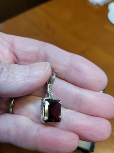 Custom Wire Wrapped Faceted Garnet 6. 92 Ct. Necklace/Pendant Sterling Silver