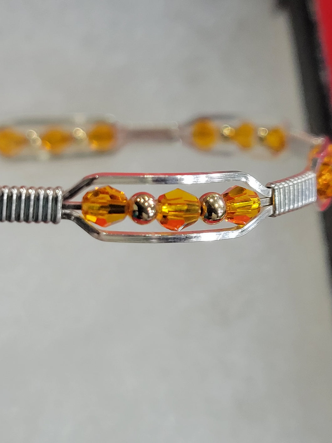 Custom Wire Wrapped Swarovski Crystals Magma Bracelet 7 1/4 Sterling Silver 14kgf beads