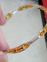 Load image into Gallery viewer, Custom Wire Wrapped Swarovski Crystals Magma Bracelet 7 1/4 Sterling Silver 14kgf beads