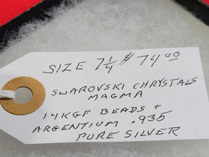 Custom Wire Wrapped Swarovski Crystals Magma Bracelet 7 1/4 Sterling Silver 14kgf beads