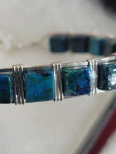 Load image into Gallery viewer, Custom Wire Wrapped Azurite &amp; Malachite Bracelet Sterling Silver Size 6 1/2