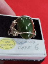 Load image into Gallery viewer, Custom Wire Wrapped Wyoming Jade Ring Size 6 Sterling Silver