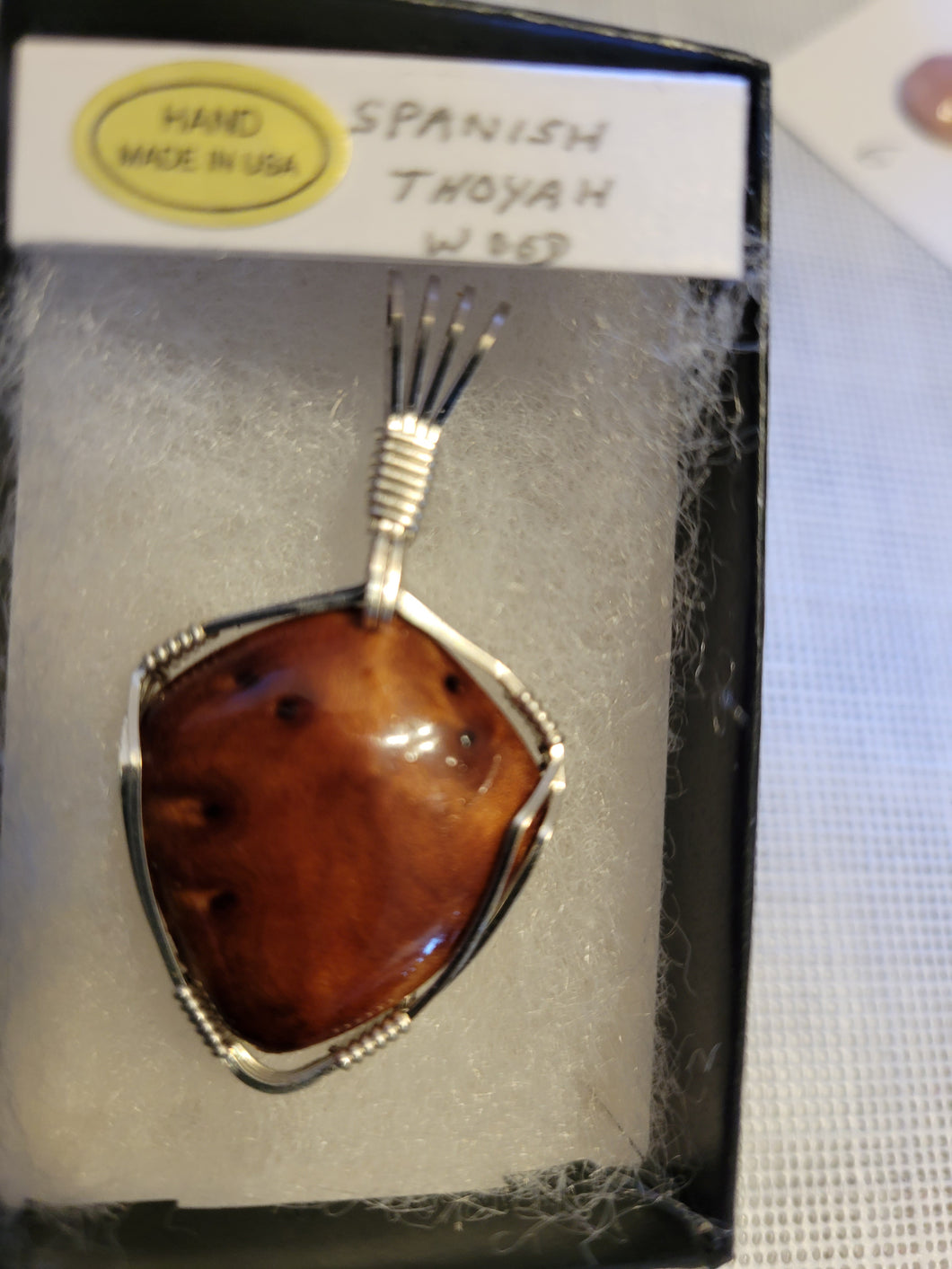 Custom Wire Wrapped Spanish Thoyah Wood Necklace/Pendant Sterling Silver