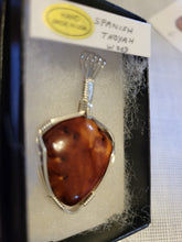 Load image into Gallery viewer, Custom Wire Wrapped Spanish Thoyah Wood Necklace/Pendant Sterling Silver