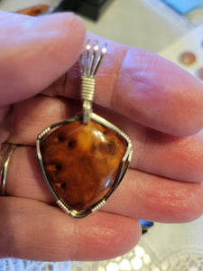 Custom Wire Wrapped Spanish Thoyah Wood Necklace/Pendant Sterling Silver