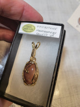 Load image into Gallery viewer, Custom Wire Wrapped Pink Hokie Stone Virginia Tech Quarries Necklace/Pendant 14kgf