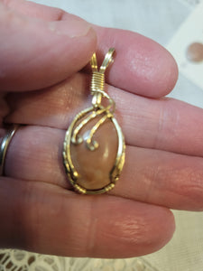 Custom Wire Wrapped Pink Hokie Stone Virginia Tech Quarries Necklace/Pendant 14kgf