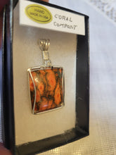 Load image into Gallery viewer, Custom Wire Wrapped Coral Composite Necklace/Pendant Sterling Silver