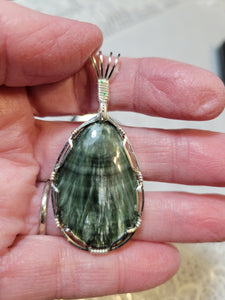 Custom Wire Wrapped Seraphenite (Angel Stone) Necklace/Pendant Sterling Silver