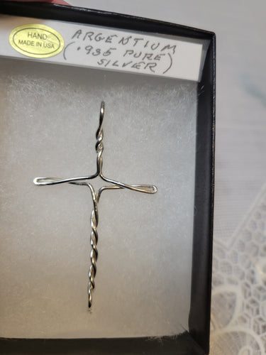 Custom Wire Wrapped Argentium .935 Sterling Silver Cross Necklace/Pendant