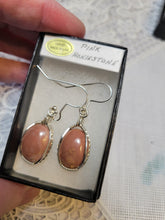 Load image into Gallery viewer, Custom Wire Wrapped Pink Hokie Stone from Virginia Tech Quarries Earrings Sterling Silver