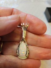 Load image into Gallery viewer, Custom Wire Wrapped Synthetic Opal Necklace/Pendant Sterling Silver