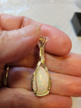 Load image into Gallery viewer, Custom Wire Wrapped Synthetic Opal Necklace/Pendant Sterling Silver