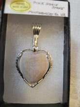 Load image into Gallery viewer, Custom Wire Wrapped Unpolished Pink Hokie Stone VA Tech Necklace/Pendant Sterling/Silver