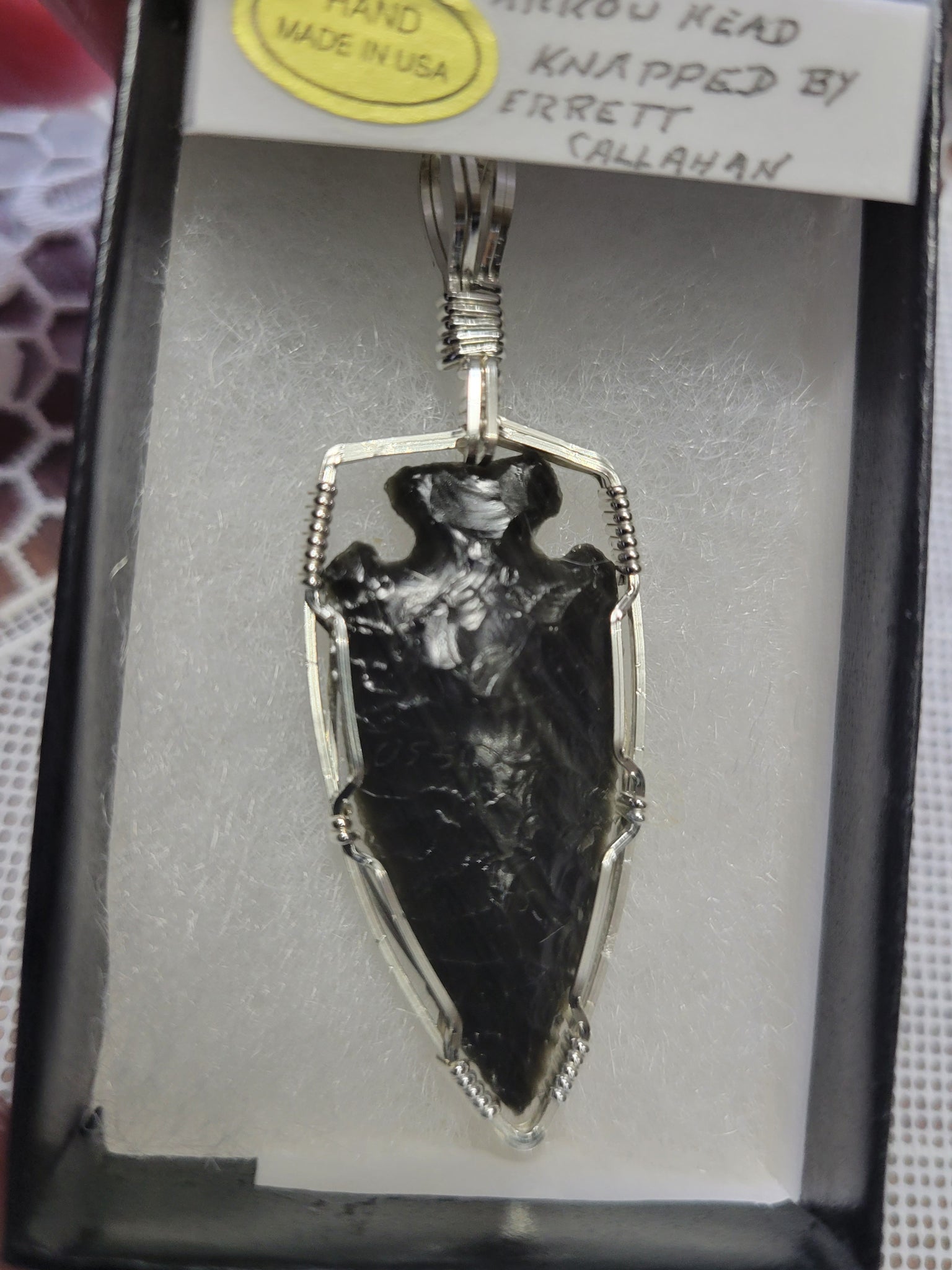 Black Obsidian Arrowhead Necklace Handcrafted Wire Wrapped 