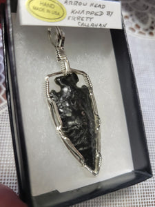Custom Wire Wrapped Napped by Errett Callahan Arrowhead Necklace/Pendant Sterling Silver