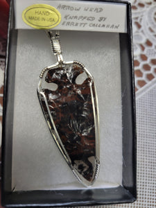 Custom Wire Wrapped  Napped by Errett Callahan Arrowhead Necklace/ Pendant Sterling Silver