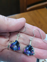 Load image into Gallery viewer, Custom Wire Wrapped Faceted Mystic Topaz Earrings Sterling Silver