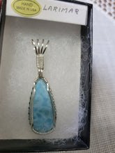 Load image into Gallery viewer, Custom Wire Wrapped Larimar Necklace/Pendant Sterling Silver