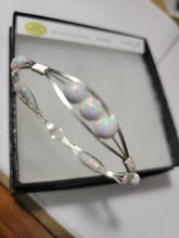 Load image into Gallery viewer, Custom Wire Wrapped Synthetic Opal Bracelet Size 6 3/4 Sterling Silver