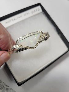 Custom Wire Wrapped Lightning Ridge Australian Opal Bracelet Size 6 1/4  Sterling Silver