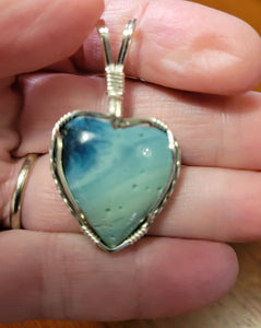 Custom Wire Wrapped Iron Ore Slag Dickson TN Heart Necklace/Pendant Sterling Silver